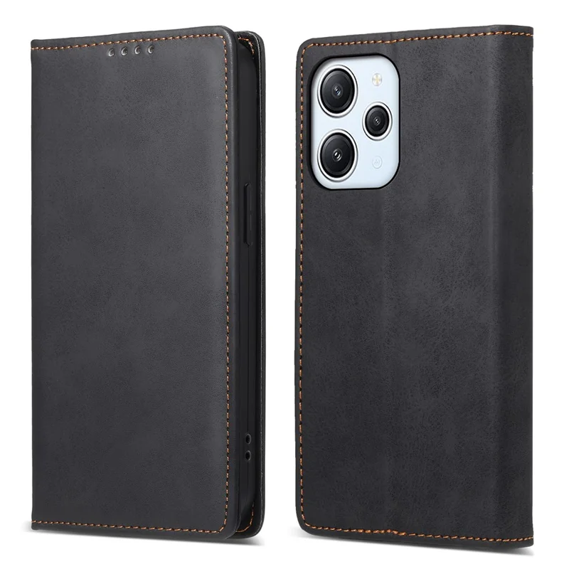 DF-05 For Xiaomi Redmi 12 4G RFID Blocking Stand Wallet Leather Case Anti-drop Phone Cover - Black