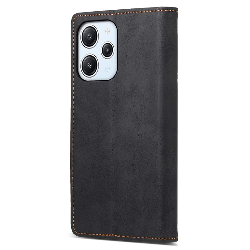 DF-05 For Xiaomi Redmi 12 4G RFID Blocking Stand Wallet Leather Case Anti-drop Phone Cover - Black