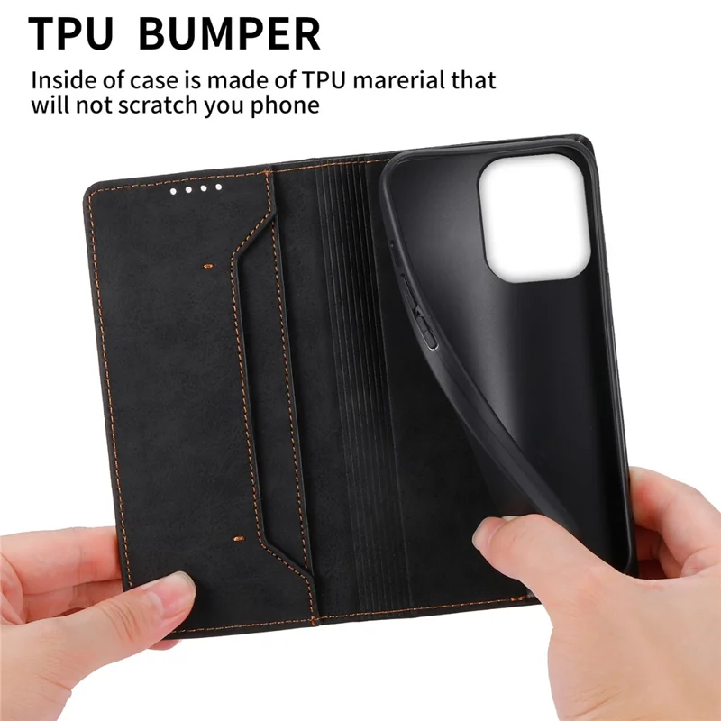 DF-05 For Xiaomi Redmi 12 4G RFID Blocking Stand Wallet Leather Case Anti-drop Phone Cover - Black