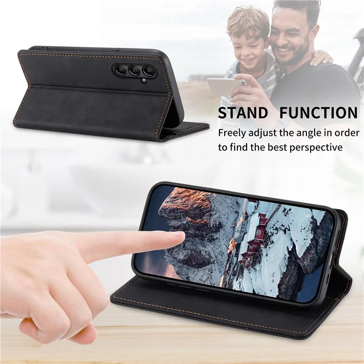 DF-05 Pour Samsung Galaxy A25 5G (Global) (161,0 x 76,5 x 8,3 mm) Portefeuille Bloquant RFID Étui de Téléphone en Cuir PU Support Couverture de Téléphone - Noir