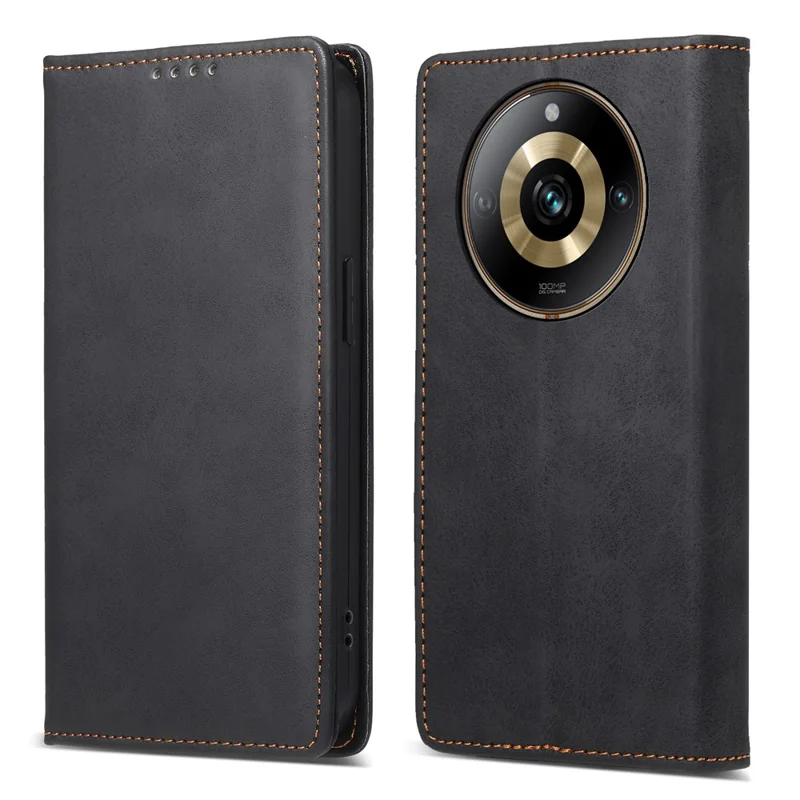 DF-05 Für Realme 11 Pro 5G RFID-blockierender Lederhülle, Ständer, Geldbörse, Handyhülle - Schwarz