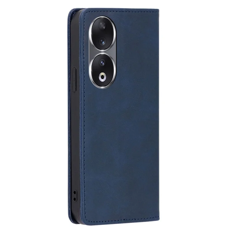 Wallet Phone Case for Honor 90 , Anti-Scratch Calf Texture PU Leather Stand Smartphone Cover - Sapphire