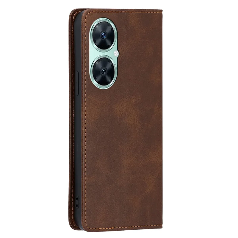 Pour Huawei Enjoy 60 Pro / nova 11i / Maimang 20 Coque de téléphone portefeuille en cuir avec texture de veau, ajustée - Marron