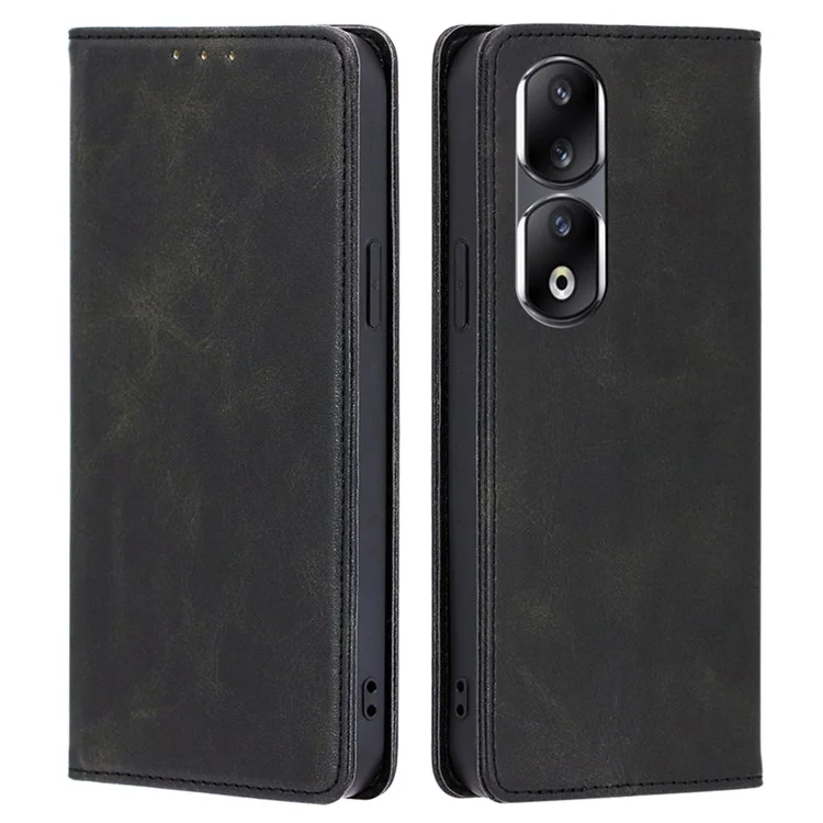 For Honor 90 Pro Capa de Couro PU à Prova de Choque com Suporte e Carteira - Preto