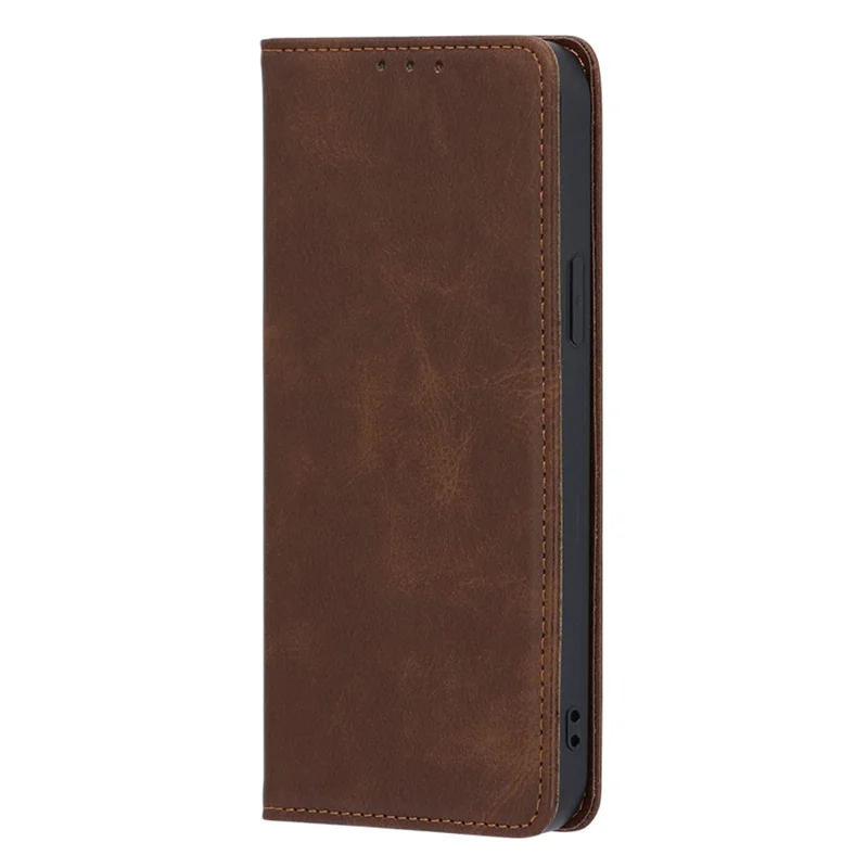 Wallet Phone Case for ZTE Blade A53 , Anti-Scratch Calf Texture Leather Phone Stand Cover  - Brown