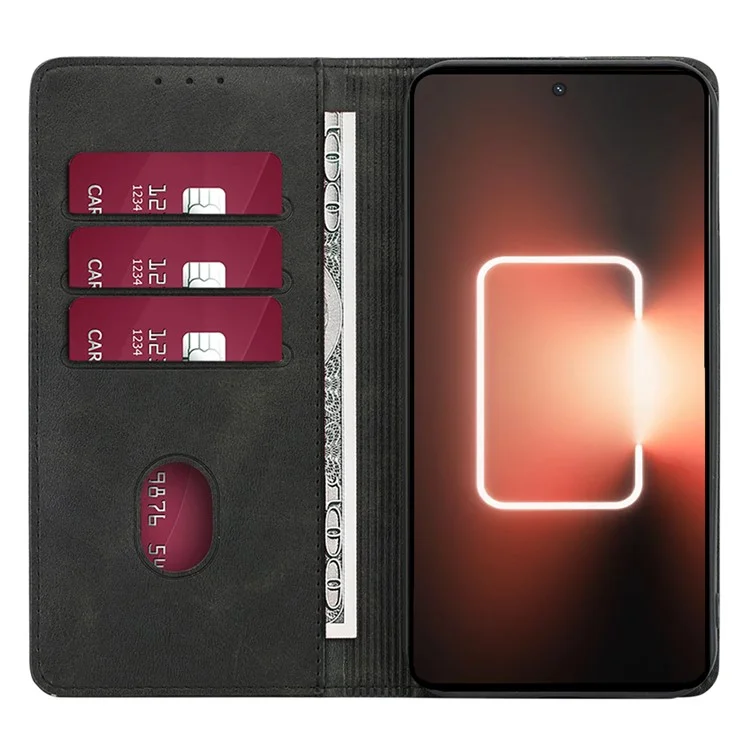 Pour Realme 11 Pro+ 5G / 11 Pro 5G Coque de téléphone antichoc, texture veau, support portefeuille en cuir PU - Noir