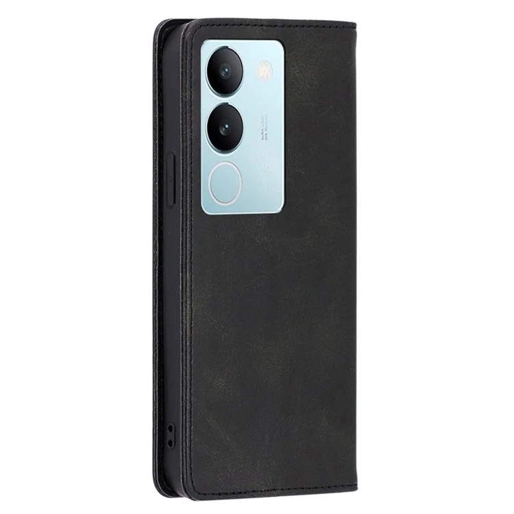 Para vivo S17 Pro 5G / S17 5G Capa de Carteira de Couro com Textura de Bezerro Anti-Arranhões - Preto