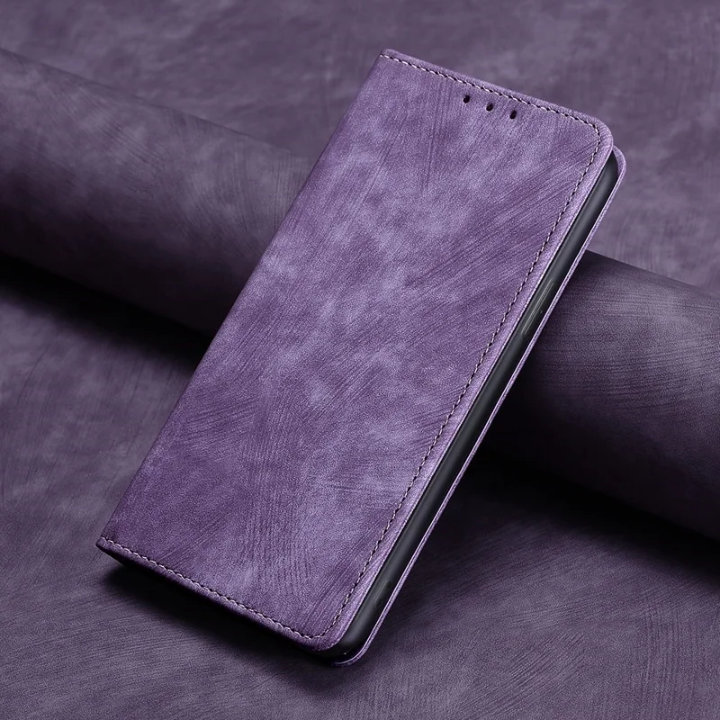 RFID Blocking Wallet Phone Case for Honor 90 , PU Leather Stand Full Protection Cover - Purple
