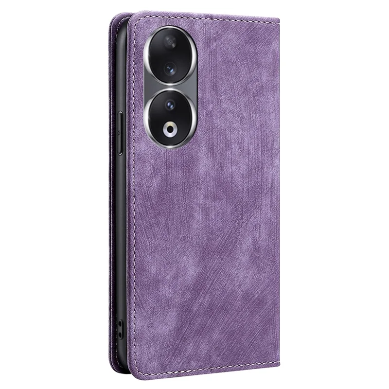 RFID Blocking Wallet Phone Case for Honor 90 , PU Leather Stand Full Protection Cover - Purple