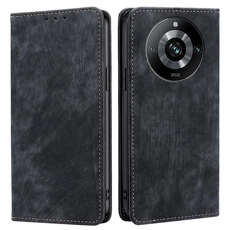 For Realme 11 Pro+ 5G / 11 Pro 5G Wallet Phone Case Leather Stand Anti-drop Cover with RFID Blocking Function - Black