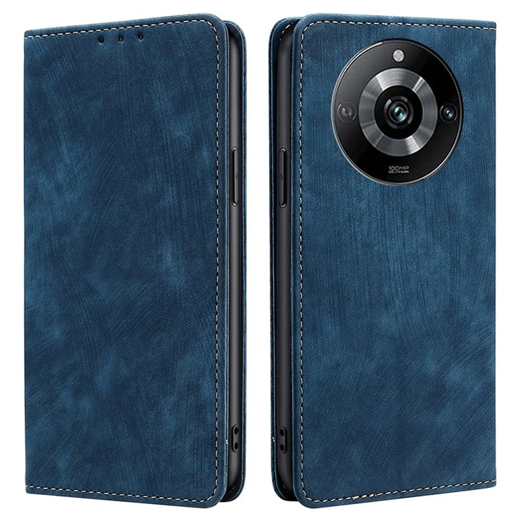 Für Realme 11 Pro+ 5G / 11 Pro 5G Wallet Phone Case Leder Ständer Anti-drop Cover mit RFID-Blockierfunktion - Blau