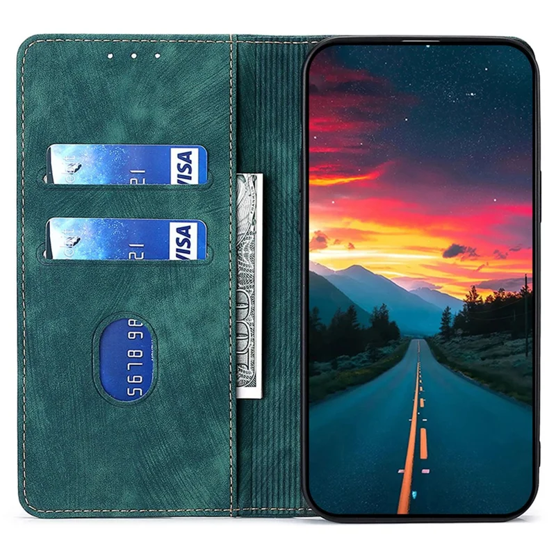 Para Realme 11 Pro+ 5G / 11 Pro 5G Capa de Telefone de Carteira de Couro com Suporte Anti-queda e Função de Bloqueio RFID - Verde