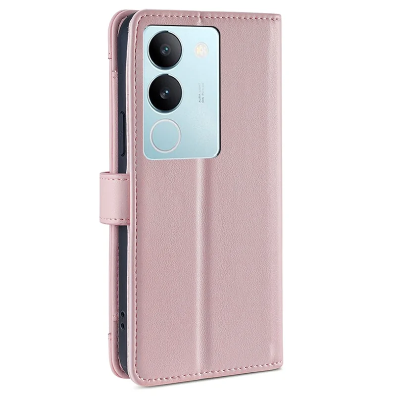 Multiple Card Slots Anti-Fall Shell for vivo S17 5G / S17 Pro 5G , Zipper Pocket Phone Leather Case with Straps - Pink