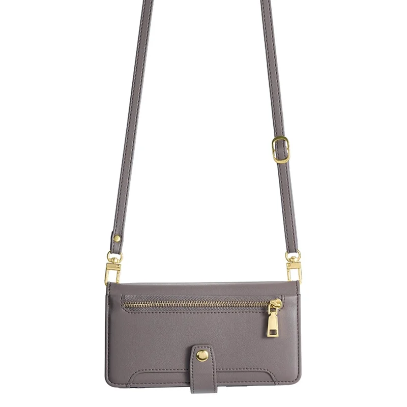 Phone Shell for Huawei Enjoy 60 Pro / nova 11i / Maimang 20 , Zipper Pocket Multiple Card Slots Leather Flip Case with Straps - Grey