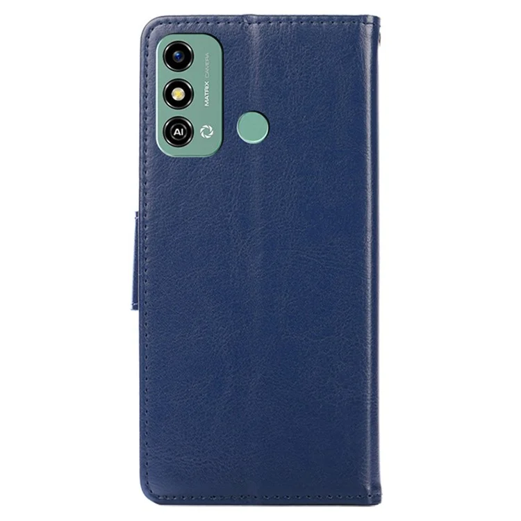 Anti-scratch Phone Cover For ZTE Blade A53 , Textured PU Leather Wallet Stand Case Shell - Sapphire