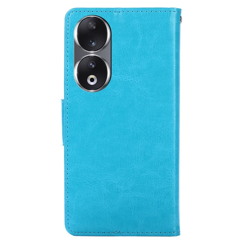 For Honor 90 Textured Cell Phone Case PU Leather Stand Anti-scratch Mobile Phone Cover Wallet - Baby Blue
