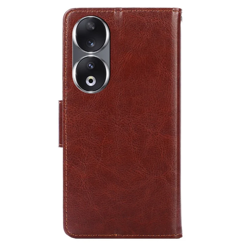 For Honor 90 Textured Cell Phone Case PU Leather Stand Anti-scratch Mobile Phone Cover Wallet - Brown