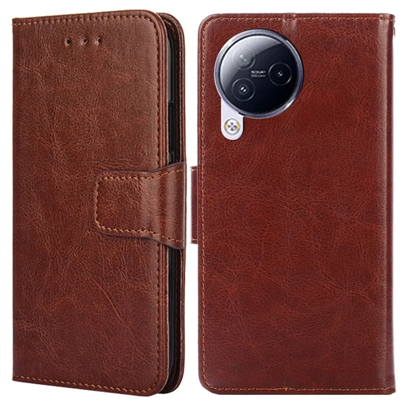 For Xiaomi Civi 3 5G Dustproof Phone Shell Wallet Stand Case Anti-scratch Textured PU Leather Phone Cover - Brown
