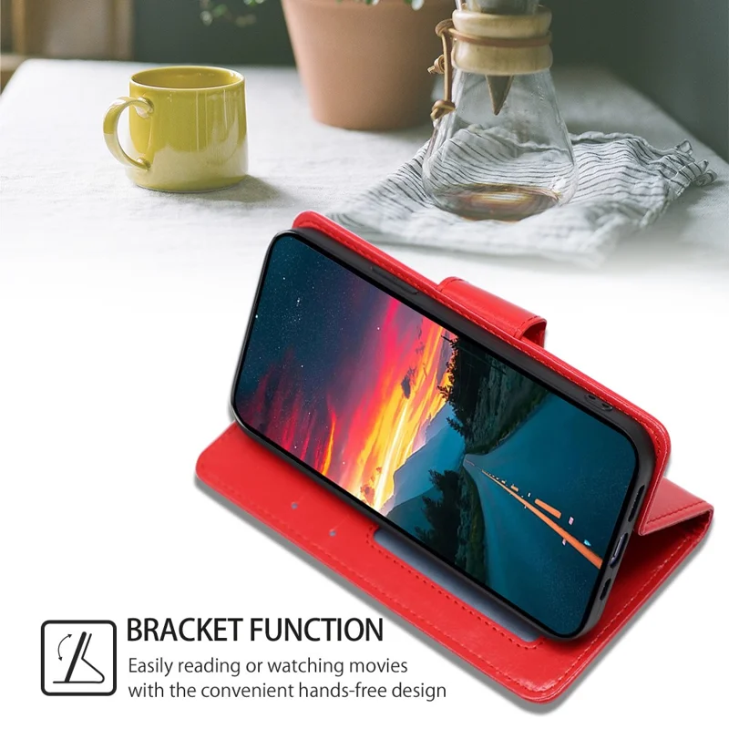 Пыленепроницаемый чехол-бумажник для Xiaomi Civi 3 5G, стойкий к царапинам, с текстурированной поверхностью из искусственной кожи и подставкой - Красный