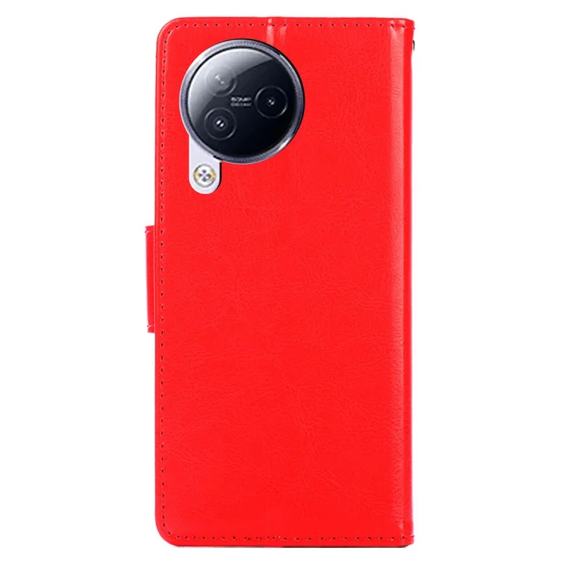 Пыленепроницаемый чехол-бумажник для Xiaomi Civi 3 5G, стойкий к царапинам, с текстурированной поверхностью из искусственной кожи и подставкой - Красный