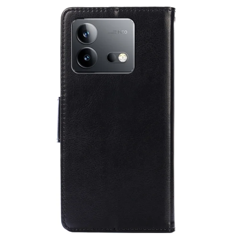 Für vivo iQOO Neo8 Pro 5G / iQOO Neo8 5G Wallet Stand Case Anti-scratch Textured PU Leather Phone Cover - Schwarz
