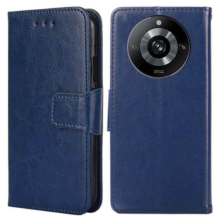 Wallet Stand Case For Realme 11 Pro+ 5G / 11 Pro 5G Textured PU Leather Shell Slim-Fit Phone Cover - Sapphire