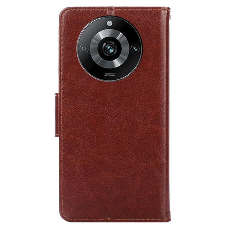 Wallet Stand Case Für Realme 11 Pro+ 5G / 11 Pro 5G Strukturierte PU-Leder-Schale Schlank Handy-Abdeckung - Braun