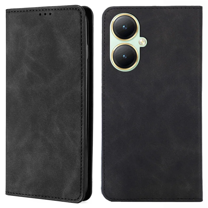 Per vivo Y35+ 5G / Y35m+ 5G Anti-Scratch Phone Case Stand Card Holder Skin-touch PU Leather Phone Cover - Nero