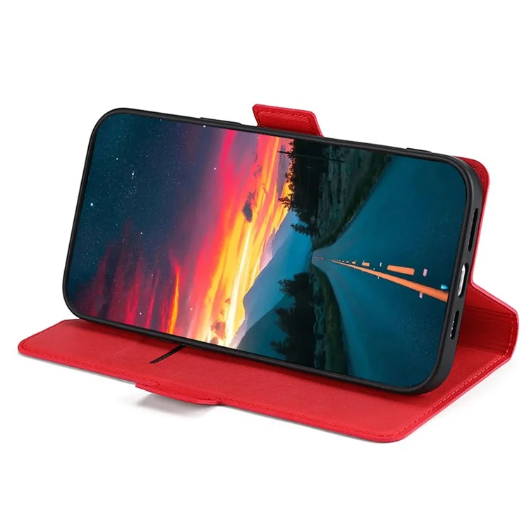 Para ZTE Axon 40 Lite Super Thin Phone Cover Card Slot Stand PU Leather Shockproof Cell Phone Case - Red