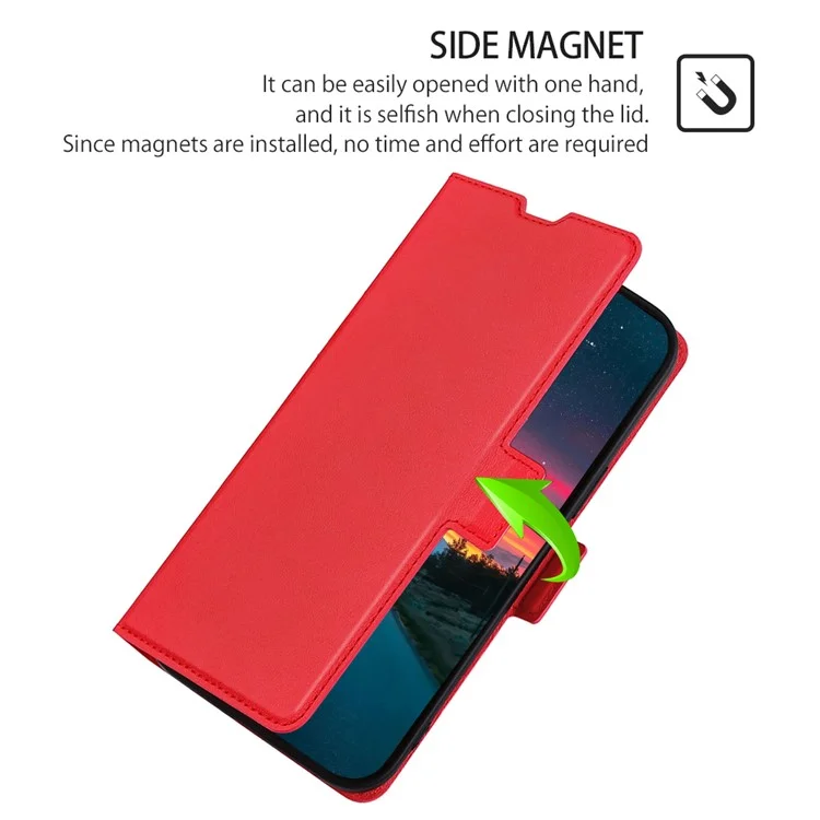 Para ZTE Axon 40 Lite Super Thin Phone Cover Card Slot Stand PU Leather Shockproof Cell Phone Case - Red