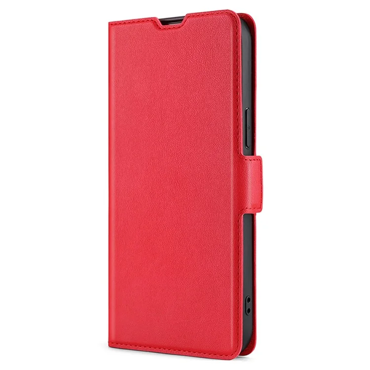 Para ZTE Axon 40 Lite Super Thin Phone Cover Card Slot Stand PU Leather Shockproof Cell Phone Case - Red