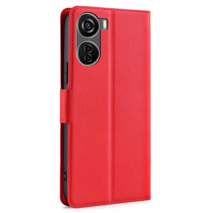 Para ZTE Axon 40 Lite Super Thin Phone Cover Card Slot Stand PU Leather Shockproof Cell Phone Case - Red