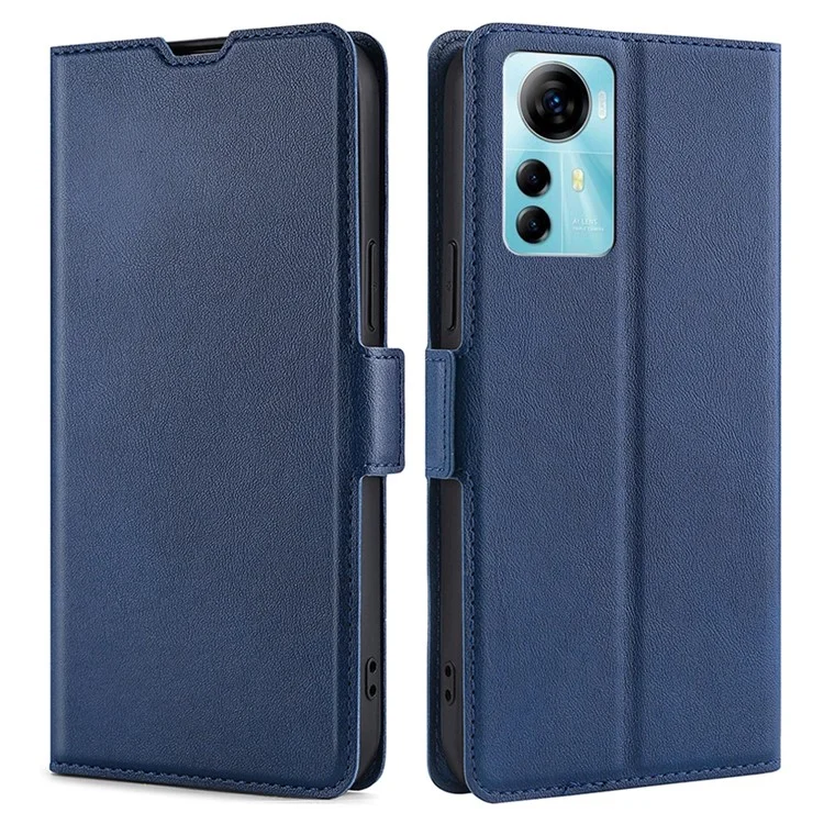 For ZTE Blade V41 Smart Dustproof Phone Cover Stand Phone Case PU Leather Shockproof Card Slot Design Shell - Blue