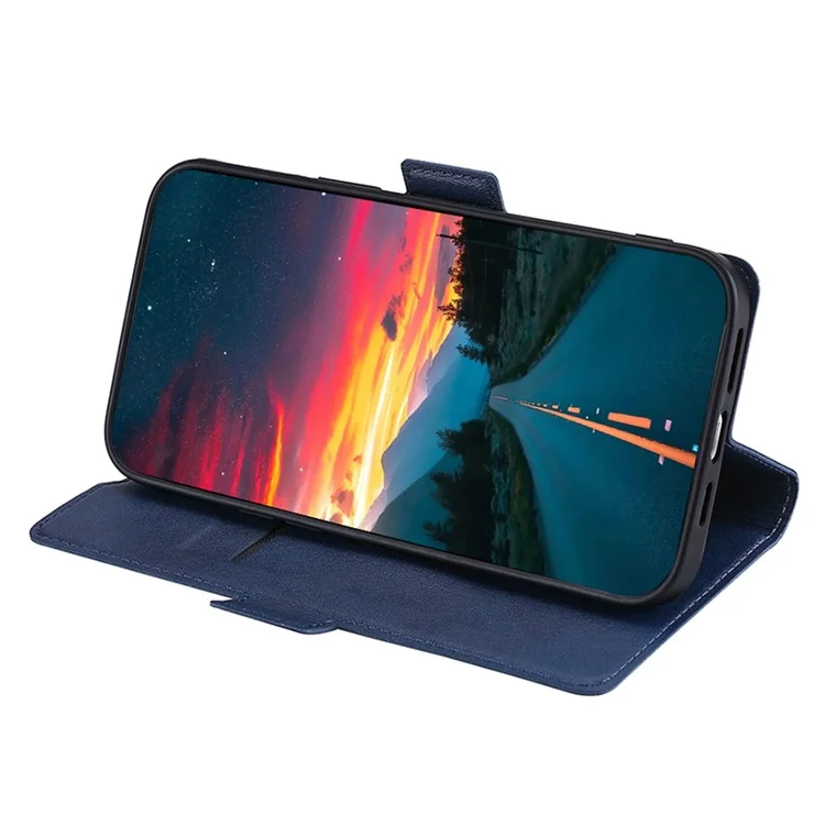For ZTE Blade V41 Smart Dustproof Phone Cover Stand Phone Case PU Leather Shockproof Card Slot Design Shell - Blue