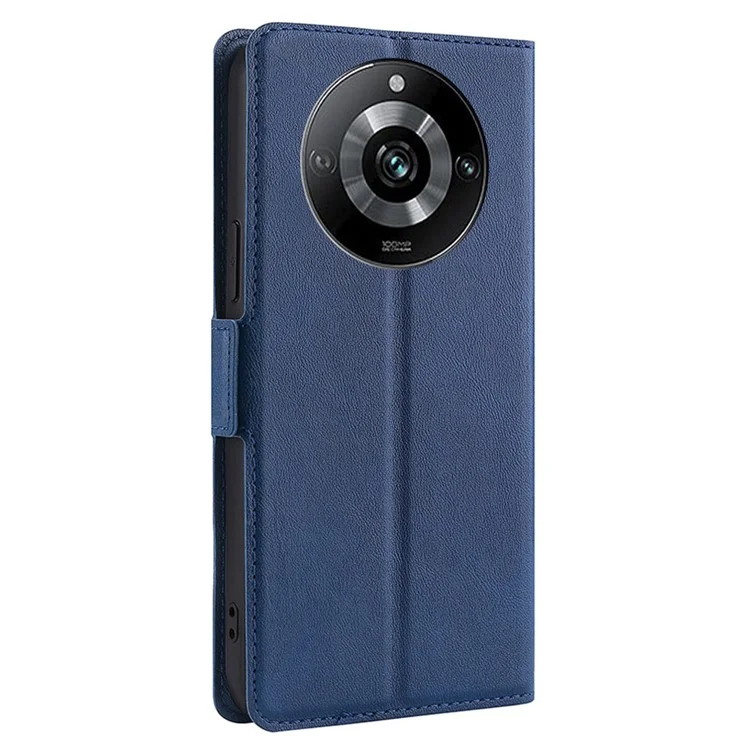 Für Realme 11 Pro 5G / 11 Pro+ 5G Kartenschlitz PU-Lederschutz Stoßfestes Cover Stabiler Standfuß Handyhülle - Blau