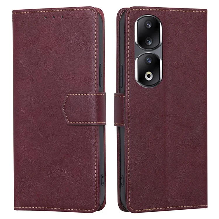 Funda de teléfono móvil For Honor 90 Pro, de piel sintética PU con bloqueo RFID, cartera con función atril - Rojo vino