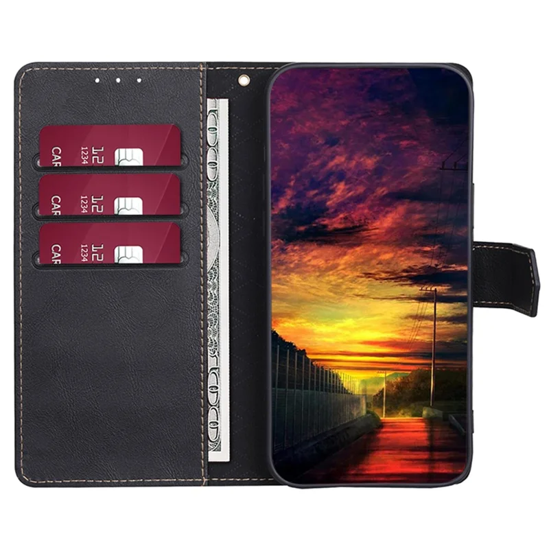 For Honor 90 Pro Cell Phone Cover PU Leather RFID Blocking Wallet Case Cowhide Texture Stand Shell - Black