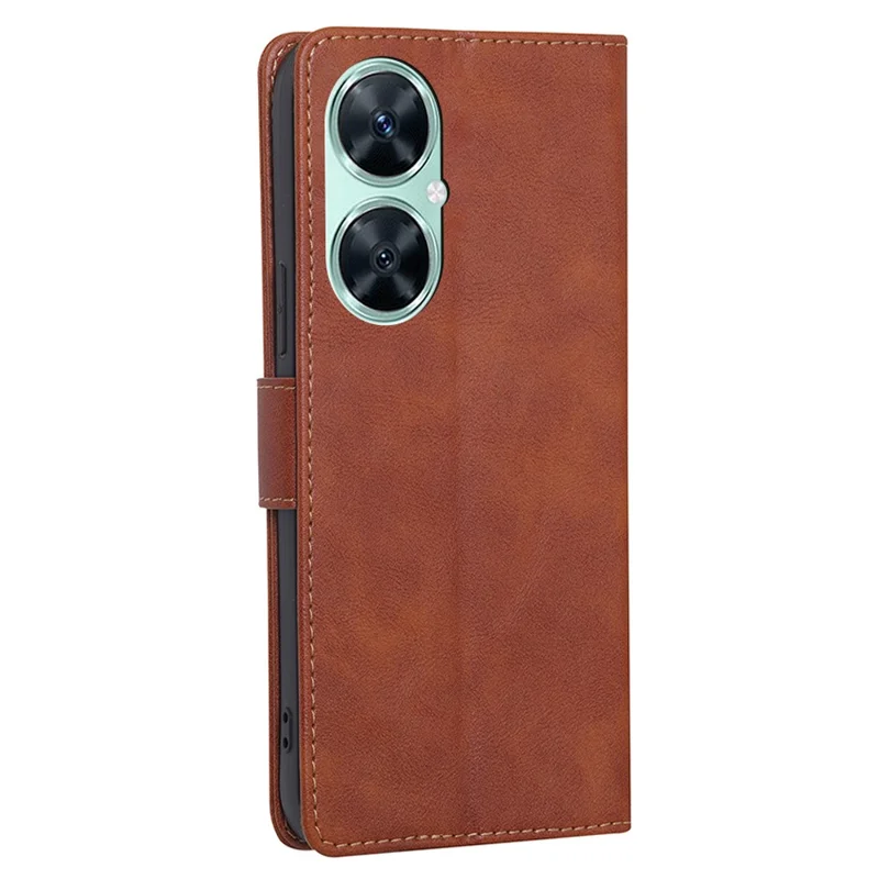 For Huawei Enjoy 60 Pro / nova 11i / Maimang 20 Leather Shell Cowhide Texture Wallet RFID Blocking Phone Stand Cover - Brown