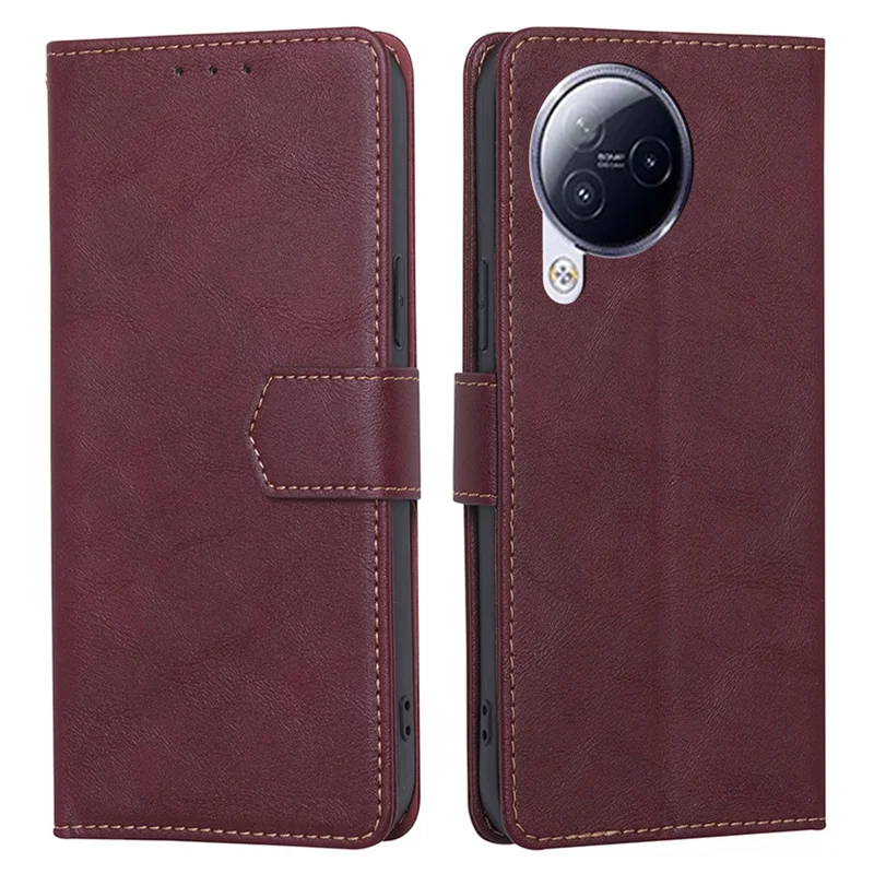 For Xiaomi Civi 3 5G Wallet Stand Phone Case RFID Blocking PU Leather Shell Cowhide Texture Cover - Wine Red