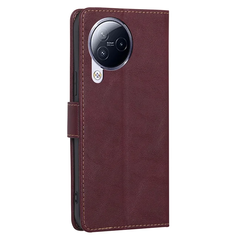 For Xiaomi Civi 3 5G Wallet Stand Phone Case RFID Blocking PU Leather Shell Cowhide Texture Cover - Wine Red