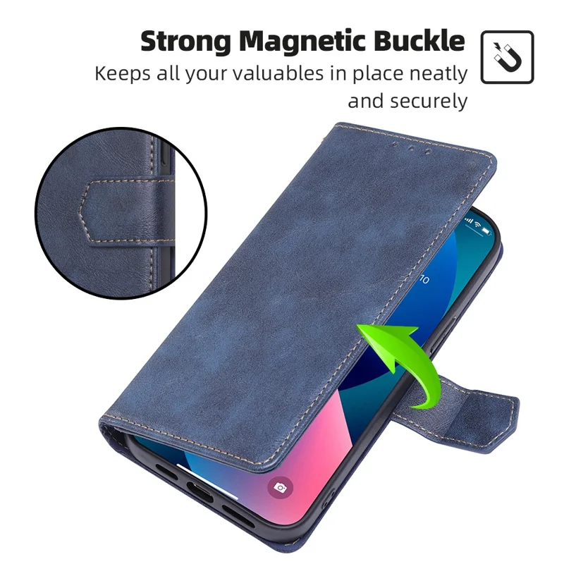 For Xiaomi Civi 3 5G Wallet Stand Phone Case RFID Blocking PU Leather Shell Cowhide Texture Cover - Blue