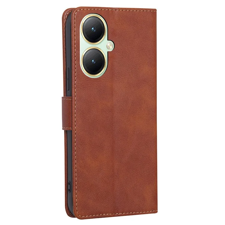 Per vivo Y35m+ 5G / Y35+ 5G PU Leather Stand Cell Phone Case RFID Blocking Wallet Phone Cover - Marrone