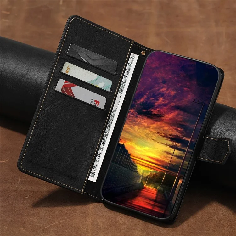 Für vivo iQOO Neo8 Pro 5G / Neo8 5G Anti-Scratch PU-Leder-Flip-Case RFID-Blockierende Geldbörse Ständer Handyhülle - Schwarz