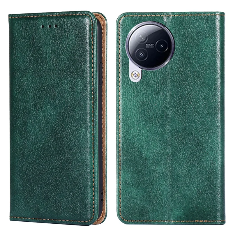For Xiaomi Civi 3 5G Smartphone Case Stand Wallet PU Leather Phone Shell Solid Color Cover - Green