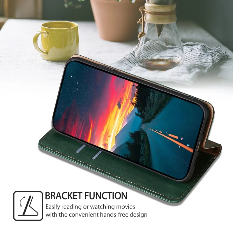 For Xiaomi Civi 3 5G Smartphone Case Stand Wallet PU Leather Phone Shell Solid Color Cover - Green