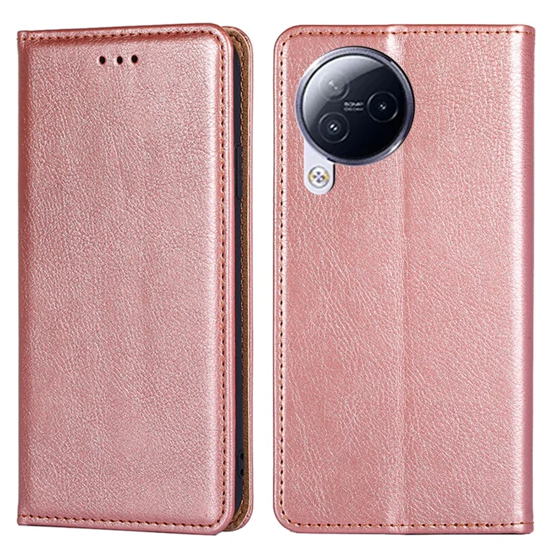 Pour Xiaomi Civi 3 5G Étui de téléphone Debout Portefeuille Cuir PU Coque de téléphone Couleur unie - Or Rose
