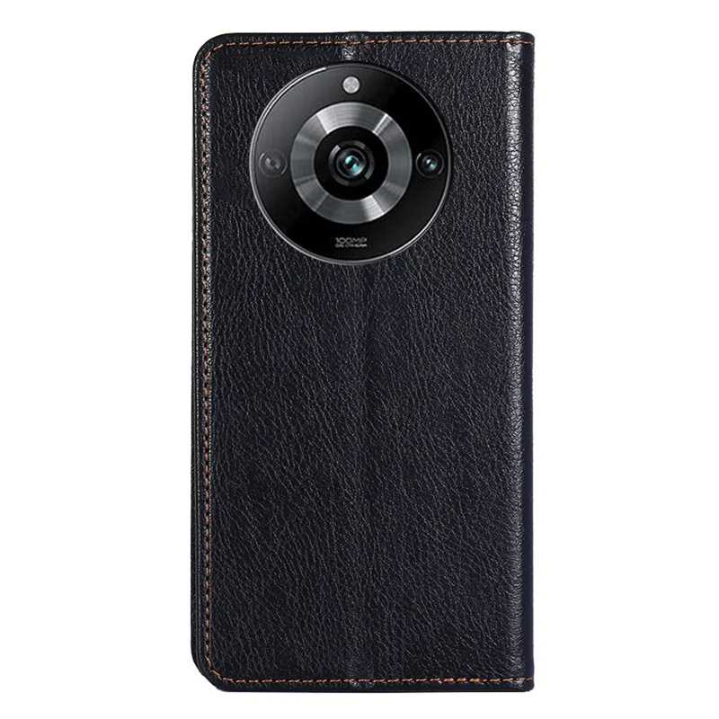 Для Realme 11 Pro 5G / 11 Pro+ 5G Anti-Fingerprint Phone Shell Stand Wallet PU Leather Magnetic Phone Case - Black