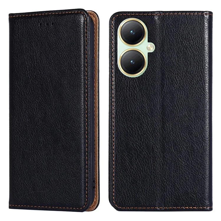 Pour vivo Y35+ 5G / Y35m+ 5G Wallet PU Leather Phone Shell Cover Magnetic Phone Case with Stand Function - Noir