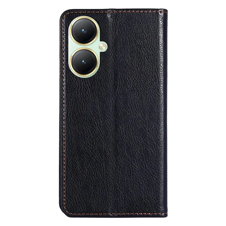 Pour vivo Y35+ 5G / Y35m+ 5G Wallet PU Leather Phone Shell Cover Magnetic Phone Case with Stand Function - Noir
