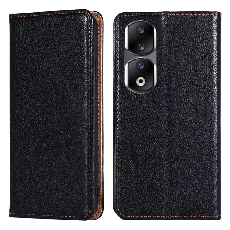 Magnetic Phone Cover For Honor 90 Pro , Anti-Scratch Phone Case Stand Wallet PU Leather Shell - Black